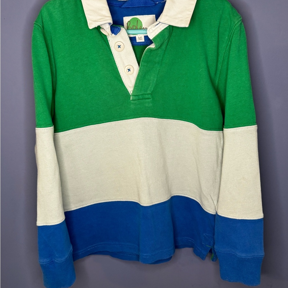 Mini Boden Green, Cream, and Blue Kids Sweater